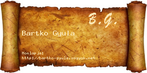 Bartko Gyula névjegykártya