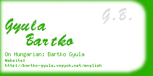 gyula bartko business card